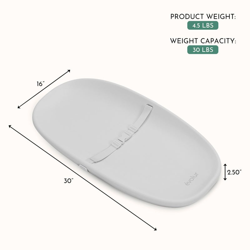 Evolur Eva Baby Changing Pad in Light Gray, Soft, Lightweight and Portable Changing Pad, Fits All Changing Table, Waterproof Firm Padding - Image 3